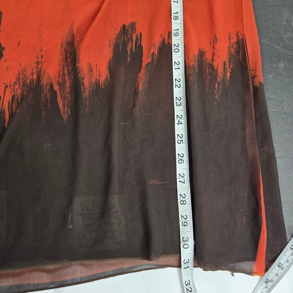 Daniel Benjamin Dress Sheer Overlay Abstract Print Party Cocktail Red Size L Art - Picture 6 of 8